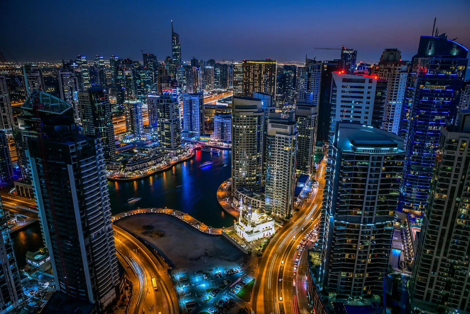 Dubai cityscape photographed at night